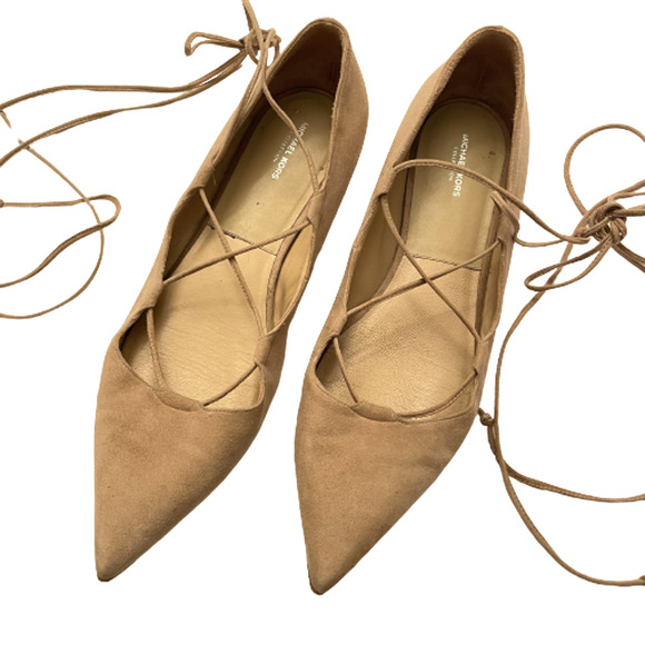 Michael Kors Collection Kallie Lace Up Pointed Toe Suede Ballet Flats Size 40.5 - Picture 1 of 11